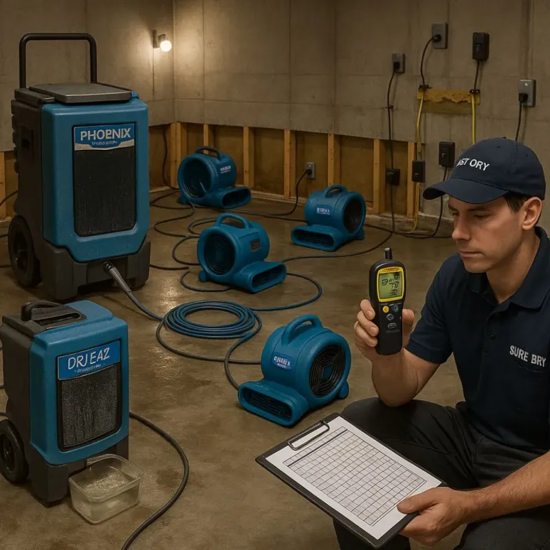 Structural Drying and Dehumidification process in Roselawn, IN